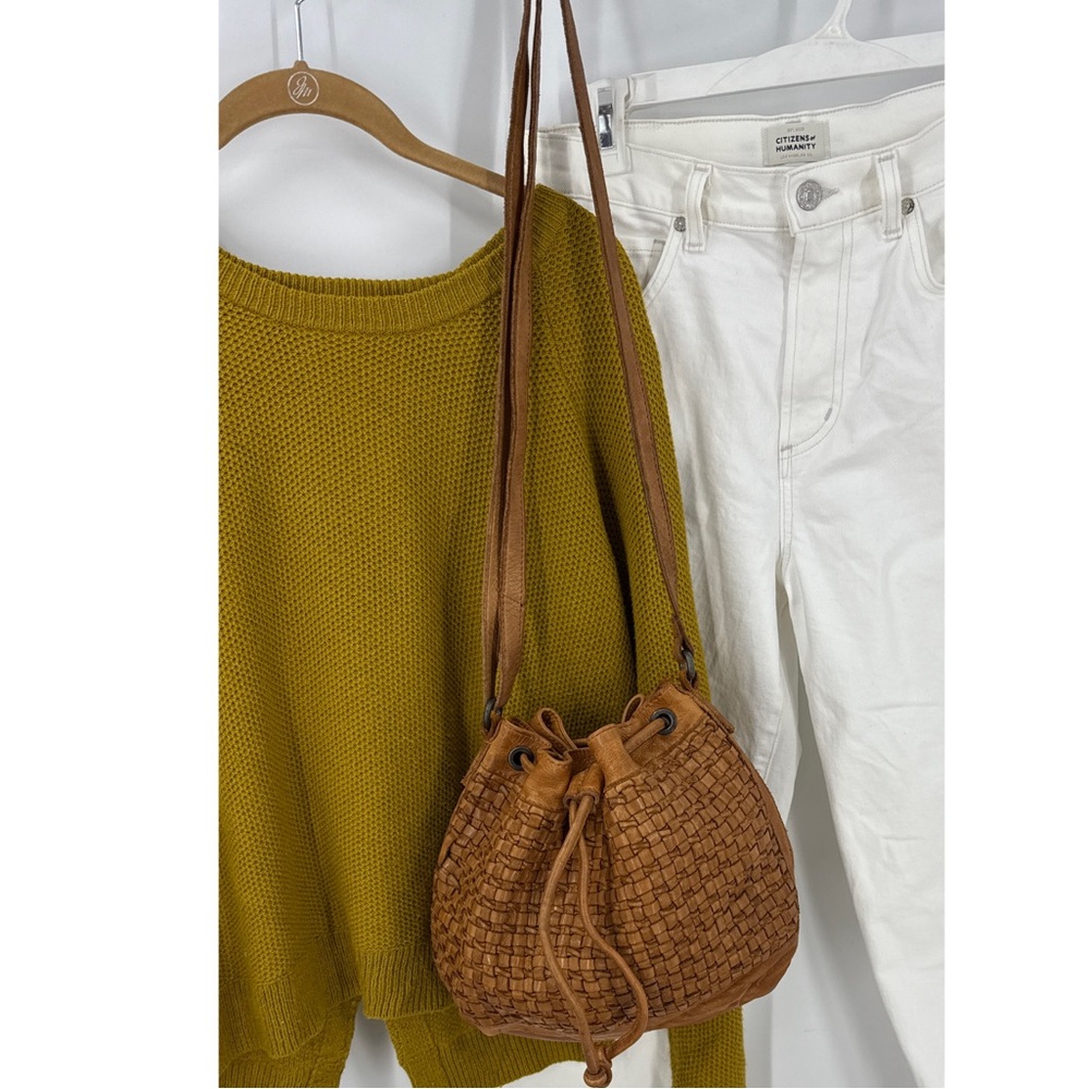 Unnamed leather woven hobo crossbody with drawstring purse